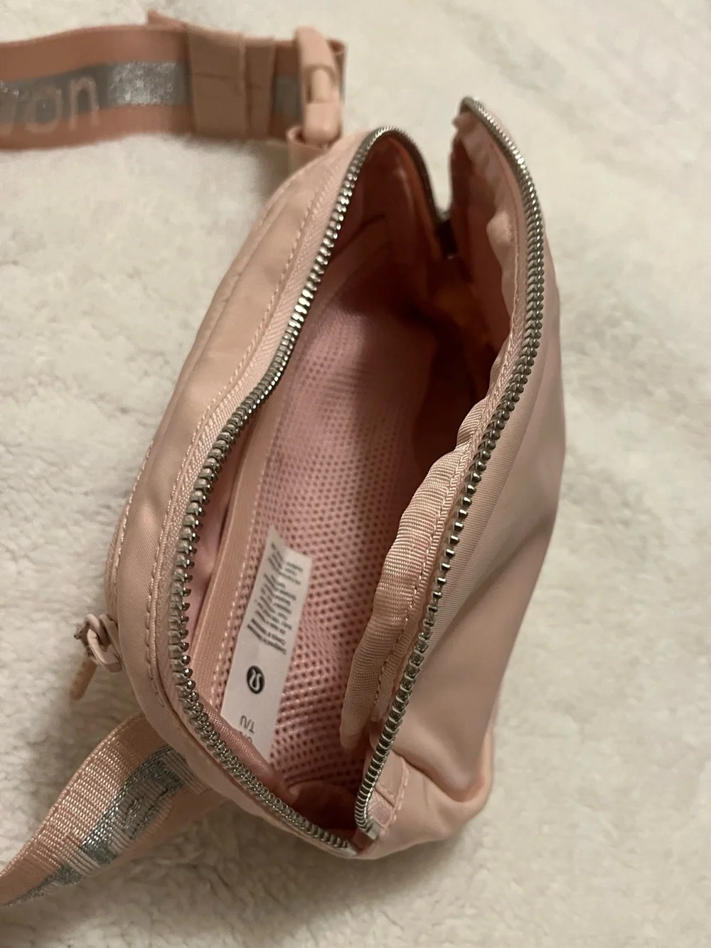 lululemon light blush pink nylon crossbody pouch